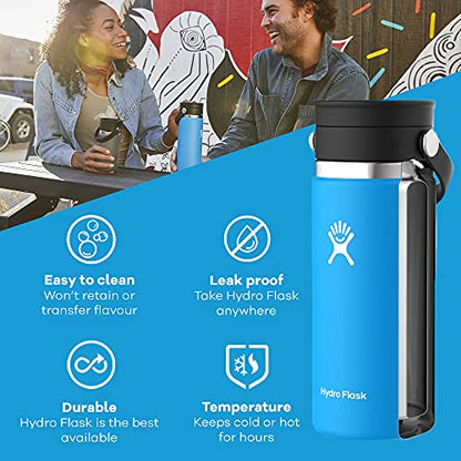 Hydro Flask YDRO FLASK - Travel Coffee Flask 354 Ml (12 Oz) - Vacuum Insulated Stainless Steel Travel Mug With Leak Proof Flex Sip Lid - BPA-Free - Wide Mouth - Stone