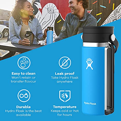 Hydro Flask YDRO FLASK - Travel Coffee Flask 354 Ml (12 Oz) - Vacuum Insulated Stainless Steel Travel Mug With Leak Proof Flex Sip Lid - BPA-Free - Wide Mouth - Stone