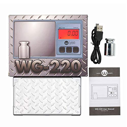  Scale 220g/ 0.01g, Digital Pocket Scale 100g Calibration Weight,Mini Jewelry Scale, Kitchen Scale,6 Units Conversion, Tare & LCD Display, Auto Off, Rechargeable Battery