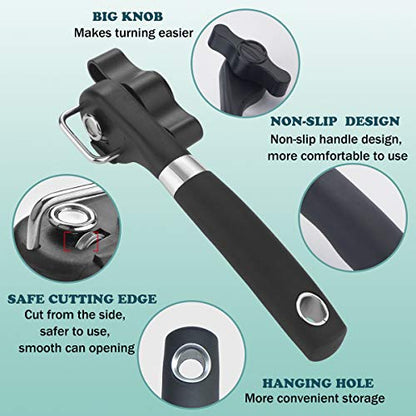  Can Opener Manual [Smooth Edge],Durable Safety Ergonomic Handle Aid Rated Can Openers Top For Restaurant &Kitchen