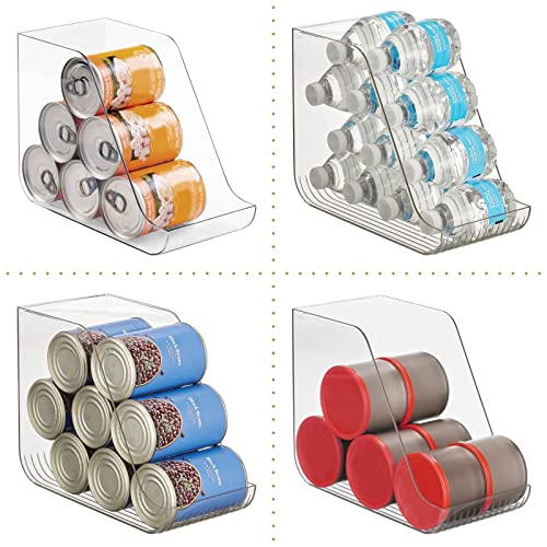  MDesign Plastic Kitchen Storage Organizer Container Bins For Pantry, Fridge, Freezer Organization - Holds Canned Food, Soup Can, Soda Water Bottle - Ligne Collection, 8 Pack - Clear