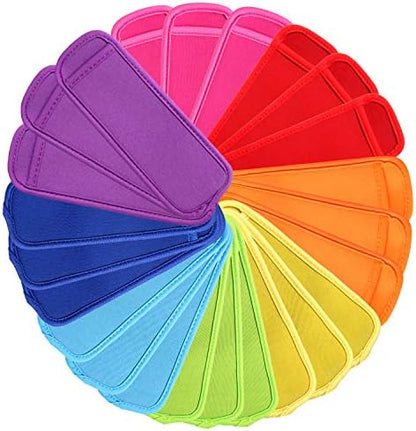  24 Pack Reusable Popsicle Bags Ice Pop Sleeves Antifreezing Sleeves,8 Colors