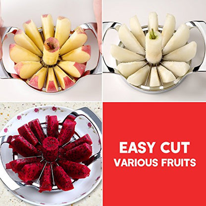  Apple Slicer, Upgraded Version 12 Slices Extra Large Apple Cutter, Stainless Steel Ultra-Sharp Apple Slicer And Corer, Pitter, Apple Divider Up To 4 Inches Fruit (Upgraded)