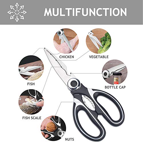  Kitchen Shears,RageCraft 2-Pack Kitchen Premium Heavy Duty Dishwasher Safe Scissors,Super-Sharp Scissors,Multipurpose Stainless Steel Scissors For Chicken,Poultry Meat,Fish,Vegetables,Herbs