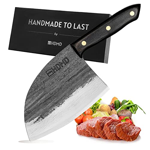  Serbian Chefs Knife Hand Forged Knives Cleaver Knife For Meat Cutting, Full Tang High Carbon Steel Butcher Knife, Kitchen Cleaver Knife For Home Or Outdoor Cooking, Camping, BBQ
