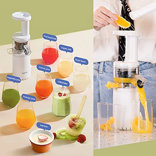  Slow Masticating Mini Juicer Extractor Easy To Clean, Cold Press Juicer Machine With Quiet Motor For High Nutrient Fruit & Vegetable Juice (Brush Included)
