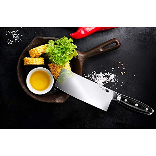 Allop Cleaver Knife 7 Inch, Chinese Vegetable Cleaver Knife - High Carbon Stainless Steel - Full Tang Pakkawood Handle - BLACK HAWK SERIES With Gift Box