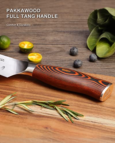 Santoku Knife - 7 Inch Kitchen Knife Japanese Chef Knife, High Carbon Stainless Steel Chef Knife, Ergonomic Pakkawood Handle, Gift Box - Fiery Phoenix Series