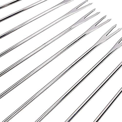  6 Pack Color Coding Cheese Fondue Forks, Stainless Steel Fruit Fondue Forks, 9.5 Inch
