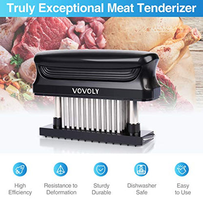  Vovoly Premium Meat Tenderizer Tool, 60pcs Sturdy Stainless Steel Blades, Meat Tenderizer Mallet Pounder Dishwasher Safe, Ultra Sharp Needles For Fast Tenderizing Beef/Steak/Chicken/Pork/BBQ.