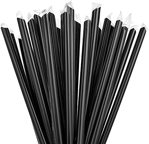  100 Pcs Smoothie Boba Individually Wrapped Straws, Jumbo Large Plastic Disposable Bubble Tea Milkshake Colorful Drinking Straws(0.43" Wide X 8.2" Long)