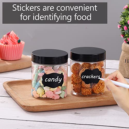  8OZ 32PCS Plastic Jars With Lids Empty Slime Cosmetics Containers Clear Gift Food Jars Round PET Cream Jars With Black Lids Pen Labels For Kitchen Storage Spices Dry Food Body Butter Slime Making