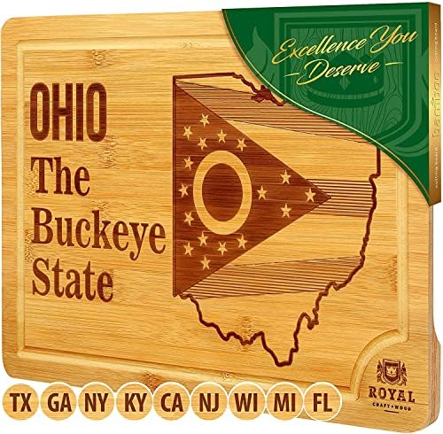  Bamboo State Cutting Board For Kitchen – California Cheese Board, Charcuterie Platter & Serving Tray, (15" X 10")