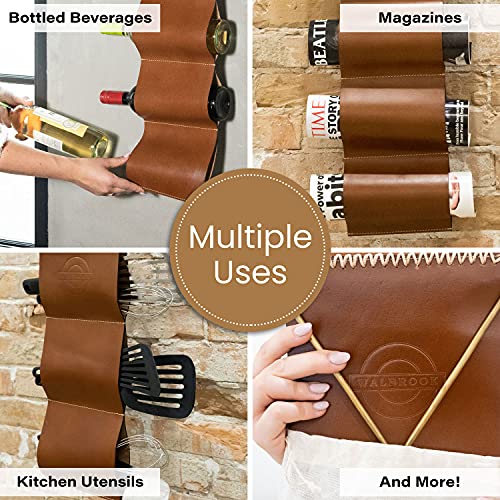  Wall Wine Rack - Leather Wine Rack, Hanging Wine Rack For 6 Bottles, Wine Gifts For Wine Lovers, Wall Mounted Wine Rack And Leather Wine Bottle Holder