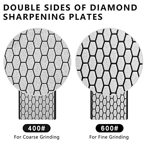  Portable Handheld Double Sided Sharpener 400/600 Grit Foldable Diamond Knife Sharpening Stone For Kitchen, Garden, Outdoor Tools Fine Or Coarse Grinding, Black