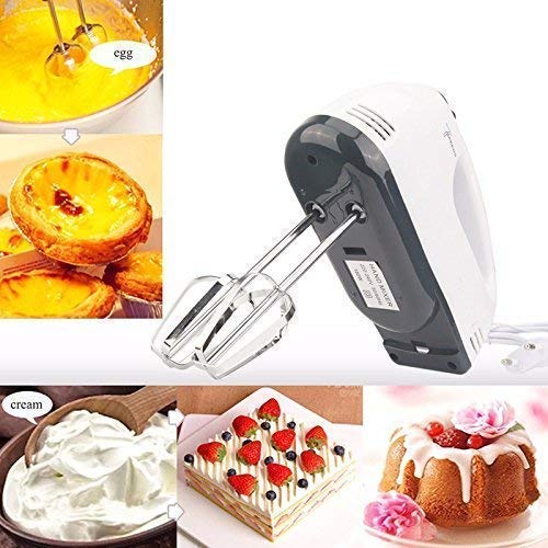  7-Speed 180-Watt Super Hand Mixer Blender | With 2xWhiskers & 2xBeaters (White)