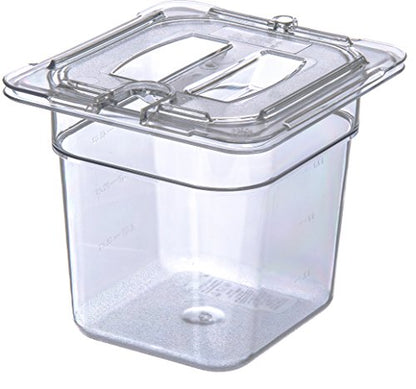  Carlisle FoodService Products 10311U07 StorPlus Sixth Size Polycarbonate Universal Handled Notched Food Pan Lid, Clear