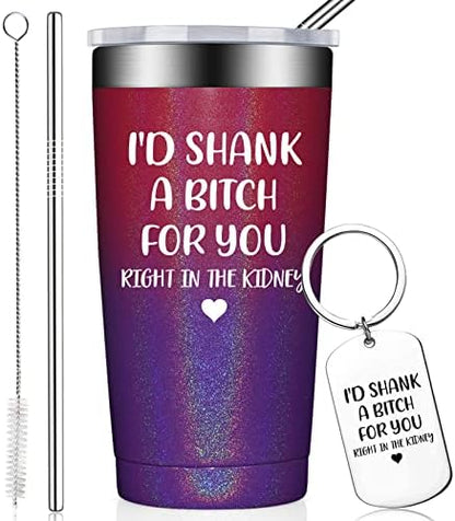  Best Friend Gift For Women - Funny Friendship Birthday Gifts For Friends Female, Bestie, BFF - Sister Gifts From Sister - 20oz Vacuum Insulated Wine Tumbler With Keychain