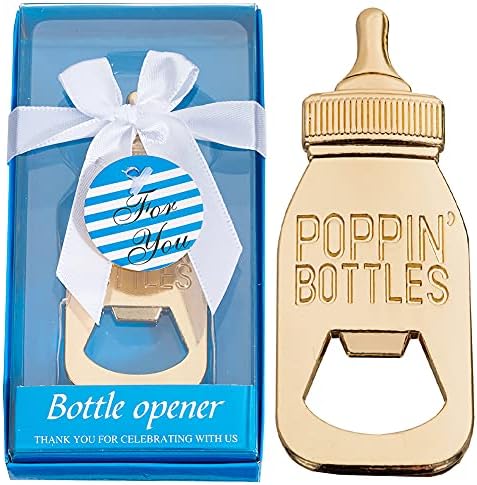  24Pack Baby Bottle Openers For Baby Shower Favors Gifts, Decorations Souvenirs, Poppin Bottles Openers With Gifts Box Used For Guests Gender Reveal Party Favors (24, Blue And Pink)
