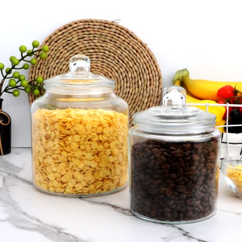  Glass Kitchen Jars,Salzesfalls Food & Cookie Storage Containers,Glass Canisters With Airtight Lid For Pantry - Flour, Coffee, Cookies, Pasta, Candy （Set Of 4）