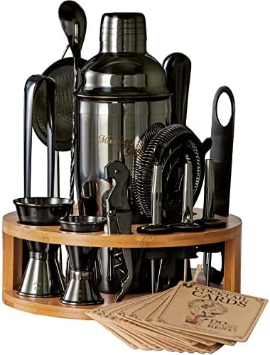  Bartender Kit - 15 Piece Set Including Cocktail Shaker And Bar Accessories, Perfect For Drink Mixing At Home, Plus Exclusive Recipe Cards