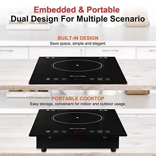  Portable Hot Plate Electric Cooktop, 1800W Single Countertop Burner With 9 Power Levels, Infrared Ceramic Burner For Cooking, Sensor Touch, 4-hour Timer, Safety Lock