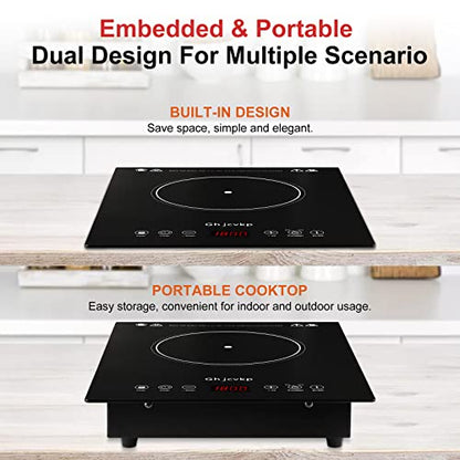  Portable Hot Plate Electric Cooktop, 1800W Single Countertop Burner With 9 Power Levels, Infrared Ceramic Burner For Cooking, Sensor Touch, 4-hour Timer, Safety Lock