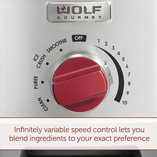 Olf Gourmet Pro-Performance Blender, 64 Oz Jar, 4 Program Settings, 12.5 AMPS, Blends Food, Shakes And Smoothies, Red Knob, Stainless Steel (WGBL200S)