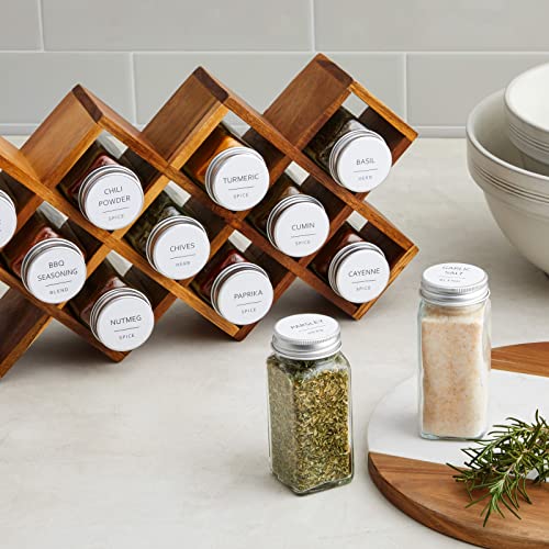  144 Spice Labels Stickers, White Spice Jar Labels Preprinted For Spice Jar Lids, Seasoning Herbs Spice Rack Organization, Water Resistant, Black Minimalist (Round 1.5 In)