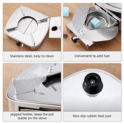  XIXIAN Mini Alcohol Stove Burner Stainless Steel Adjustable Firepower Windproof Drawer Style Burner For Barbecue Hotpot Outdoors Cooking