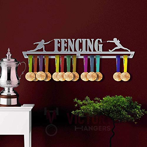  VICTORY HANGERS Fencing Medal Hanger Display - Wall Mounted Award Metal Holder - 100% Stainless Steel Rack For Champions