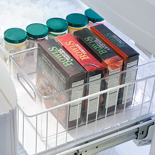  MDesign Deep Plastic Kitchen Storage Organizer Container Bin For Pantry, Cabinet, Cupboard, Shelves, Fridge, Or Freezer - Holds Dry Goods, Sauces, Condiments, Drinks, Ligne Collection, 8 Pack, Clear