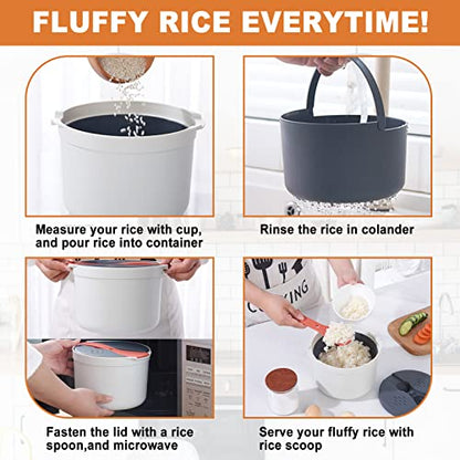  Microwave Rice Cooker Set, 2L Large Capacity Microwave Rice Cooker Steamer, Multifunctional Microwave Cookware, Microwave Rice Maker For Home Kitchen Cooking