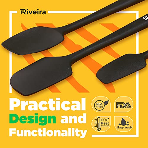  Silicone Spatula Set 4-Piece 600°F+ Heat Resistant Kitchen Utensils Set Cooking Utensils Set Plastic Rubber Spatulas For Nonstick Cookware Baking Spoon Sets For Kitchen In Black