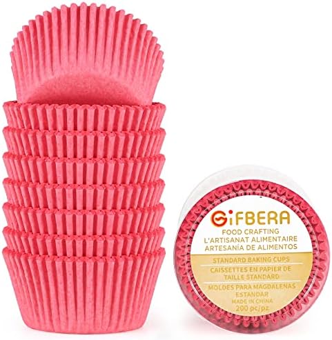  Fbera Natural Odorless Cupcake Liners Standard Greaseproof Paper Muffin Baking Cups 200-Count, Natural Color