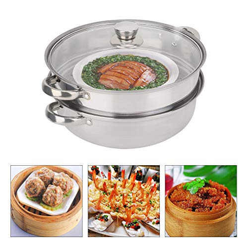 2-Layer Steamer Pot, Steaming Compartment Food Grade Stainless Steel Material Pot Cooker Stainless Steel Cookware For Kitchen