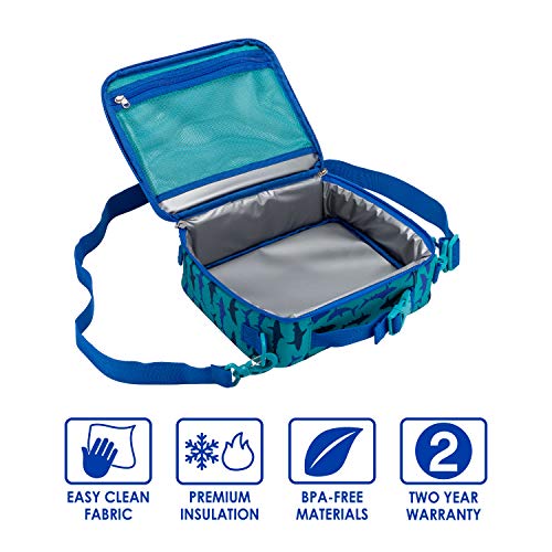  Prints Insulated Lunch Bag Set With Kids Bento-Style Lunch Box (Shark)