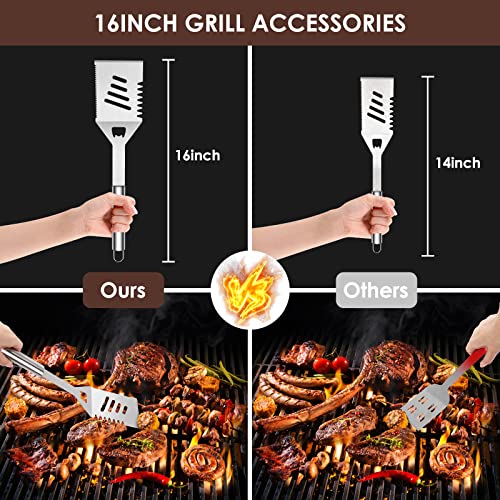  Grilling Accessories BBQ Grill Tools Set, 27PCS Stainless Steel Grill Utensils Set For Outdoor Camping And Kitchen, Barbecue Grill Accessories For Men Women With Carry Bag And Meat Injector