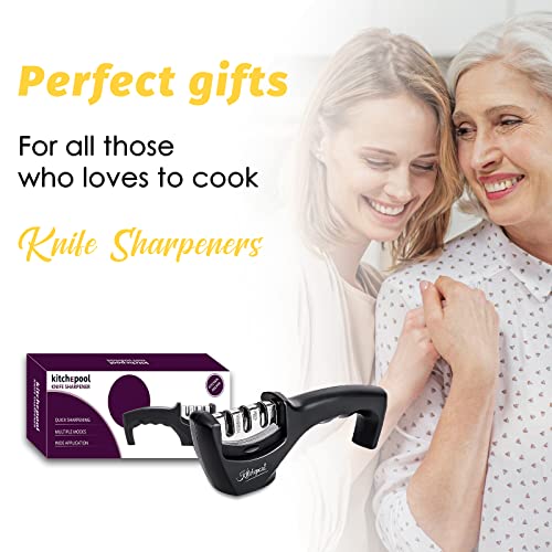  5 In 1 Kitchen Knife Accessories With Cut-Resistant Glove, 4-Stage Quality Knife Sharpener Kit To Repair, Grind, Polish Blade, Professional Knife Sharpening Tool For Kitchen Knives (Black)