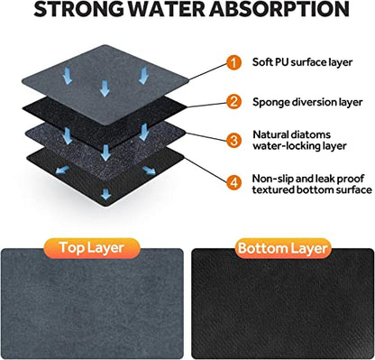  Coffee Bar Mat For Bar Accessories 27.56''x19.69'' Coffee Mat Hide Stain Rubber Backed Absorbent Dish Drying Mat For Kitchen Counter, Fit Under Coffee Maker Espresso Machine(Navy Blue)
