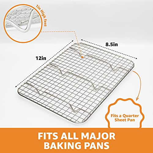  Heavy Duty Cooling Rack For Cooking And Baking, Rust Resistant Oven Rack And Wire Rack, Grill And Baking Rack, Wire Cookie Cooling Racks For Baking, Fits Quarter Sheet Pan, 8.5" X 12"
