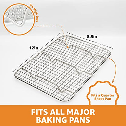  Heavy Duty Cooling Rack For Cooking And Baking, Rust Resistant Oven Rack And Wire Rack, Grill And Baking Rack, Wire Cookie Cooling Racks For Baking, Fits Quarter Sheet Pan, 8.5" X 12"
