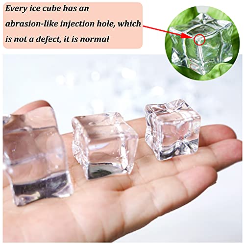  100 Pcs 20mm Clear Fake Ice Cubes,Square Acrylic Crystal Fake Ice Cubes Display For Home Decoration Wedding Centerpiece Vase Fillers,Photography Props And Kitchen Decoration