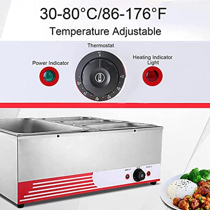  MEHAOC Stainless Steel Buffet For Heating 1500 W, 86-176 30-80 Electric Food With Lid, For Dining And Restaurants