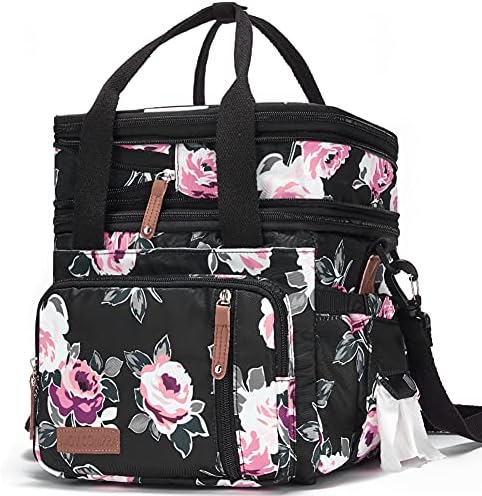  Dult Lunch Box For Work, Expandable Large Lunch Bags For Women Men, Leakproof Double Deck Lunch Box Cooler Tote Bag With Removable Shoulder Strap (Grey)