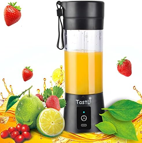  Portable Blender, Personal Mini Bottle Travel Electric Smoothie Blender Maker Fruit Juicer Cup, With 13oz Bottles, 6 Blades And USB Rechargeable Batteries For Juice Shakes And Smoothies (Pink)