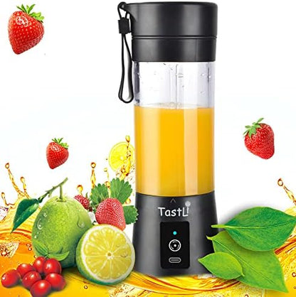  Portable Blender, Personal Mini Bottle Travel Electric Smoothie Blender Maker Fruit Juicer Cup, With 13oz Bottles, 6 Blades And USB Rechargeable Batteries For Juice Shakes And Smoothies (Pink)
