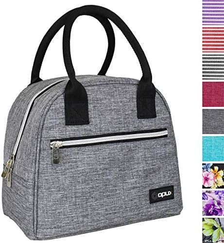  PUX Insulated Lunch Box Women, Lunch Bag Tote Girls Kids Teen Adult, Cute Soft Lunch Cooler Container Work School, Reusable Thermal Food Meal Prep Organizer Lunch Pail Travel Beach, Floral Purple