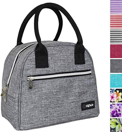  PUX Insulated Lunch Box Women, Lunch Bag Tote Girls Kids Teen Adult, Cute Soft Lunch Cooler Container Work School, Reusable Thermal Food Meal Prep Organizer Lunch Pail Travel Beach, Floral Purple