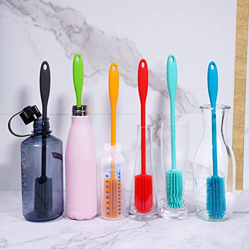  Silicone Bottle Brush, Water Bottle Cleaner Brush With Long Handle, Perfect For Cleaning Narrow Neck Containers, Vacuum Sports Bottle, Tumblers, Flask, Glassware (1 Pack, Orange)